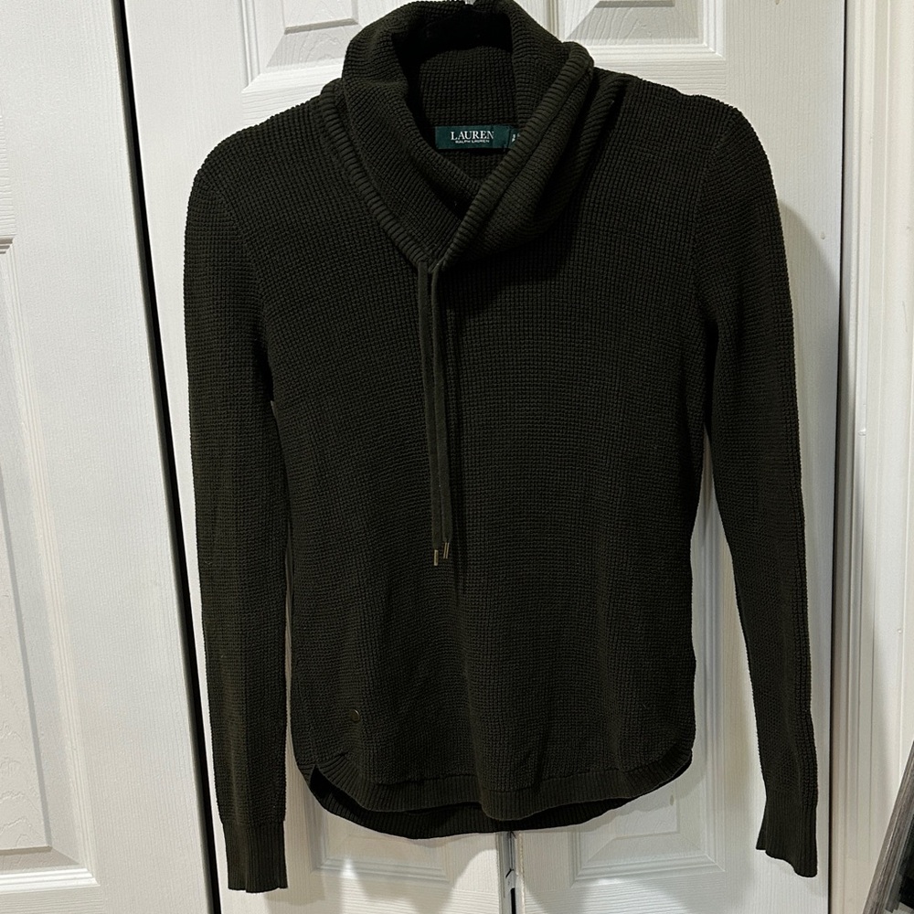 Dark Green Knit Cowel Neck Sweater